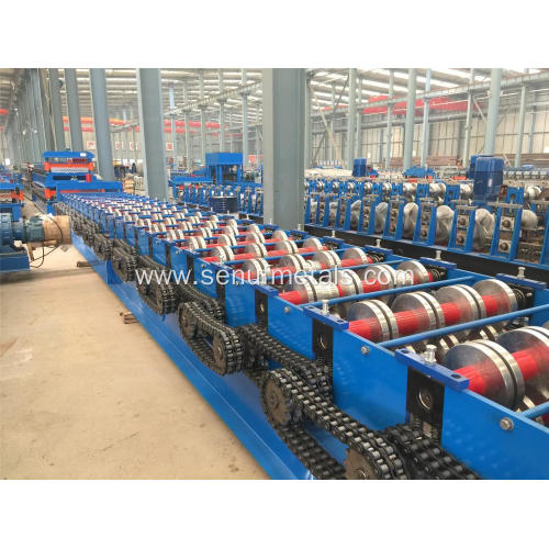 Steel build material decking floor forming machine